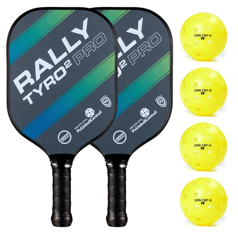 Rally Tyro 2 Pro Pickleball Paddle (2 Paddles / 4 Ball Bundle - Ocean Blue) [product _type] PickleballCentral - Ultra Pickleball - The Pickleball Paddle MegaStore