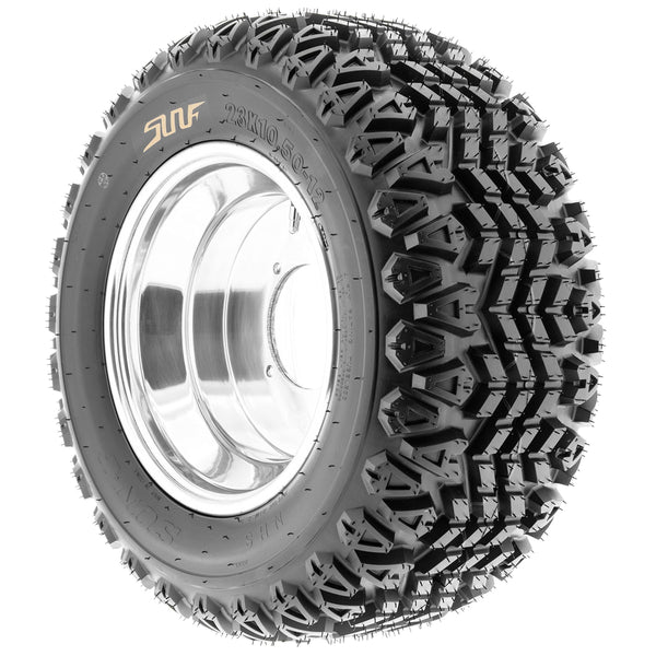 Set of 2 SunF G003 all-Terrain UTV & Golf-Cart Turf Tires 25x10.5-12, 4 Ply, Tubeless - Lawn & Garden
