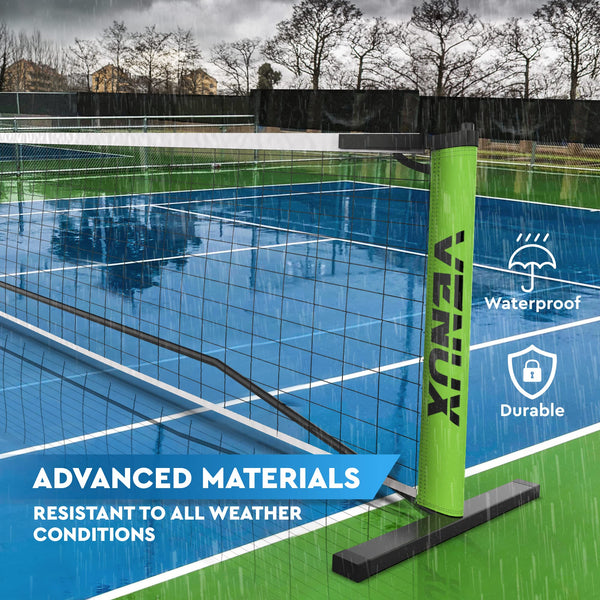 VENUX Portable Pickleball Set with Net - Professional Pickleball Set of 4 Paddles Fiver-Glass Carbon Graphite Surface 10 Balls, 4 Grips, 1 Net, 1 Carrying & 1 Paddle Bag, PVC Official Regulation Size