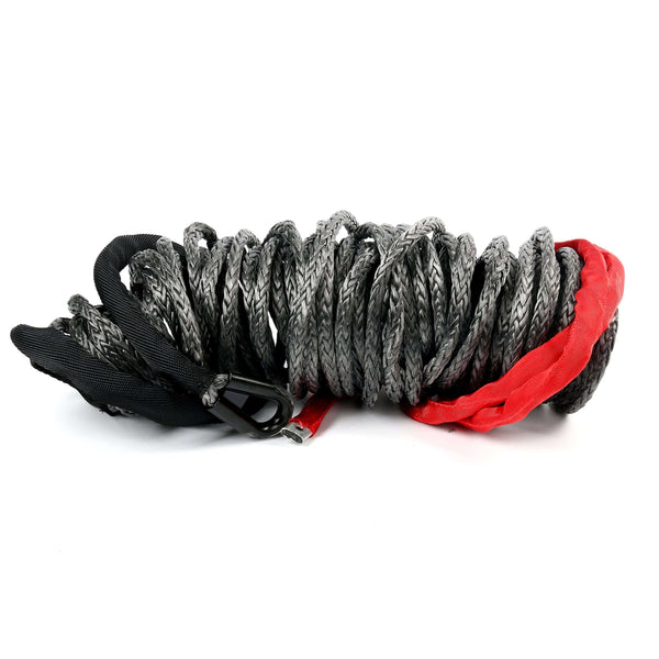 95ft x 3/8" BLACK Synthetic Winch Rope Line Cable 20500LBs w/ Protective Sleeve Compatible with ATV UTV Truck Boat Ramsey