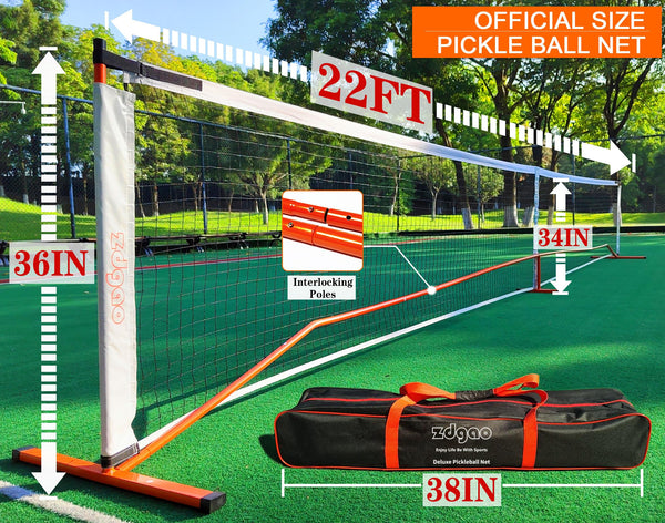 Pickleball Net for Driveway with 4 Pickle Balls, 22FT Pickleball Net Regulation Size with Carrying Bag and Weather Resistance Strong Steel Frame