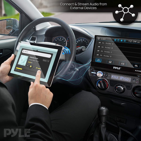 Single DIN Head Unit Receiver - in-Dash Car Stereo with 7" Multi-Color Touchscreen Display - Audio Video System with Bluetooth for Wireless Music Streaming & Hands-Free Calling - Pyle PLTS78DUB