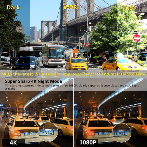 Lifechaser Dual Dash Cam 4K Front and Rear Car Camera 1080P+1080P, 3" OLED Touch Screen WiFi GPS Night Mode 150°, Parking Mode, Time Lapse, WDR, G-Sensor, Loop Recording for Cars, Trucks
