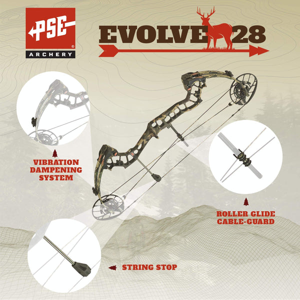 PSE Evolve 28 Compound Bow - 70 lb. Draw Weight - Tan