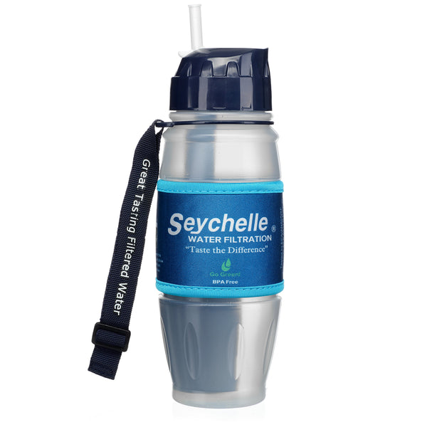 Seychelle Extreme Water Filter Bottle - Camping, Travel, Hiking, Backpacking, Survival and Emergency - Removes Bacteria, Viruses, Radiological Contaminants - 28 oz