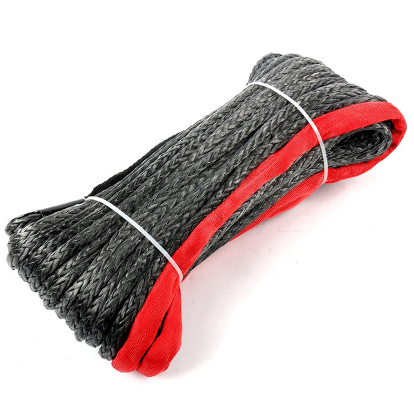 95ft x 3/8" BLACK Synthetic Winch Rope Line Cable 20500LBs w/ Protective Sleeve Compatible with ATV UTV Truck Boat Ramsey