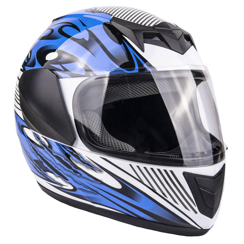 Typhoon Youth Full Face Motorcycle Helmet Kids DOT Street - Ships Same Day - Blue (Small)