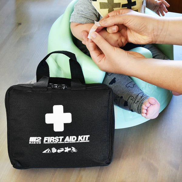 M2 BASICS 300 Piece (40 Unique Items) First Aid Kit w/Bag | Free First Aid Guide | Emergency Medical Supply | for Home, Office, Outdoors, Car, Camping, Travel, Survival, Workplace