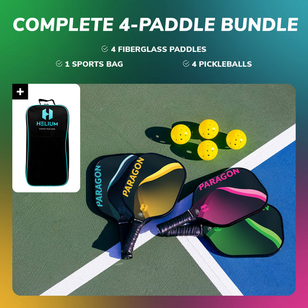 Helium Paragon Pickleball Paddles Set of 4 - USAPA Certified - Graphite Fiberglass Surface, Lightweight Honeycomb Core