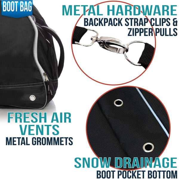 Athletico Freestyle Padded Snowboard Bag Bundle - Snowboard Bag + Snowboard Boot Bag + Snowboard Boot Strap (Black/Blue, 175 cm)