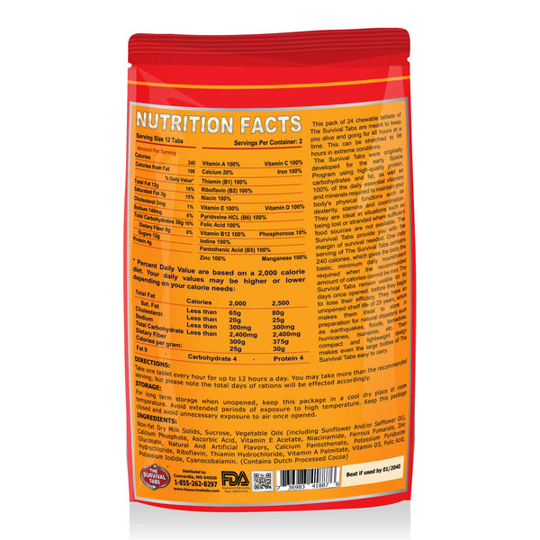 Survival Tabs 2 Day 24 Tabs Emergency Food Survival Food Meal Replacement MREs Gluten Free and Non-GMO 25 Years Shelf Life Long Term Food Storage - Butterscotch Flavor