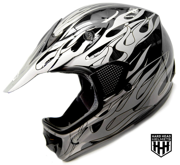 SmartDealsNow - HHH DOT Youth & Kids Helmet for Dirtbike ATV Motocross MX Offroad Motorcyle Street bike BLACK FLAME (Small)