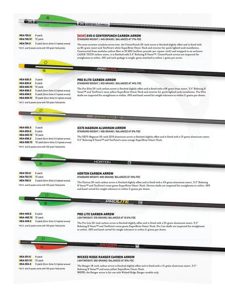 Tenpoint Evo-X Center Punch Carbon Crossbow Arrows with Omni-Brite 2.0 Lighted Nocks 20", 3-Pack (HEA-734.3)