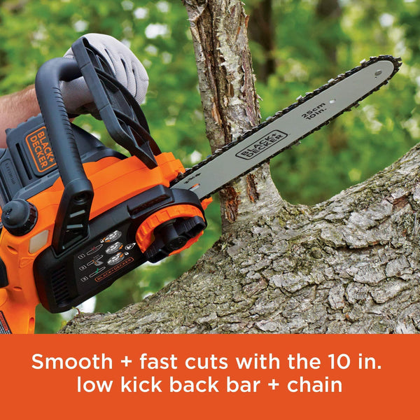 BLACK+DECKER 20V MAX Cordless Chainsaw, 10-Inch (LCS1020)