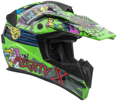 Vega Helmets MIGHTY X Kids Youth Dirt Bike Helmet - Motocross Full Face Helmet for Off-Road ATV MX Enduro Quad Sport, 5 Year Warranty  (Super Fly Graphic,Medium)