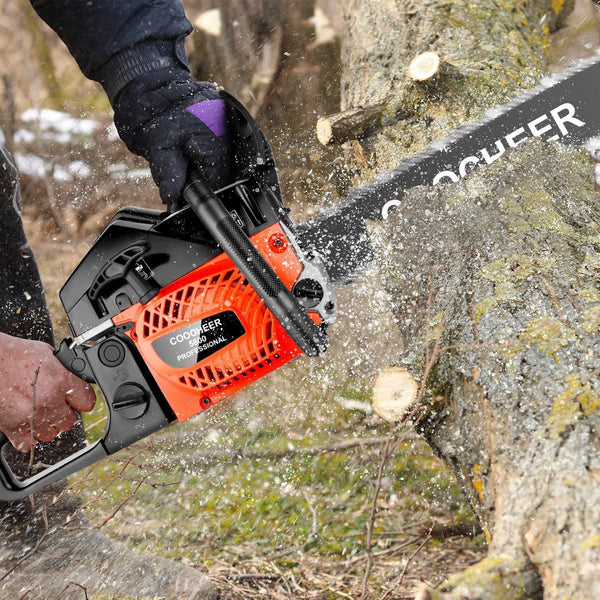 couply Powerful Gas Chainsaw, 58CC 20" Chain Saw Cordless Gas Powered Chainsaw with 2 Stroke, Handed Petrol Gasoline Saw Woodcutting Saw for Garden, Farm and Ranch with Tool Kit