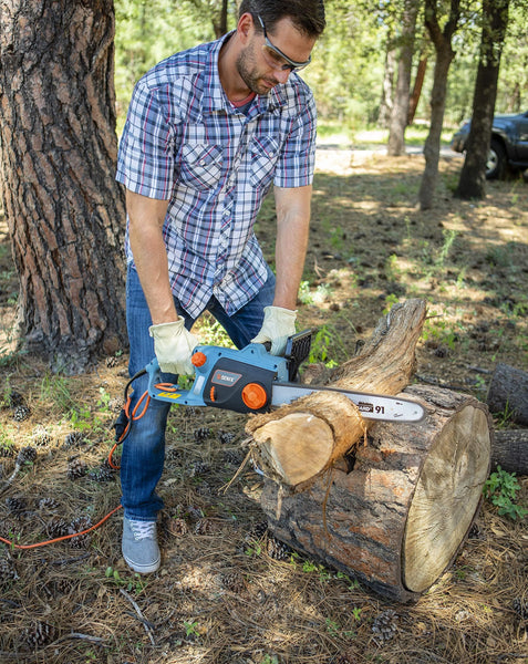 SENIX CSE12-M 12 Amp Electric Chainsaw with 16" Oregon Bar and Chain, Blue