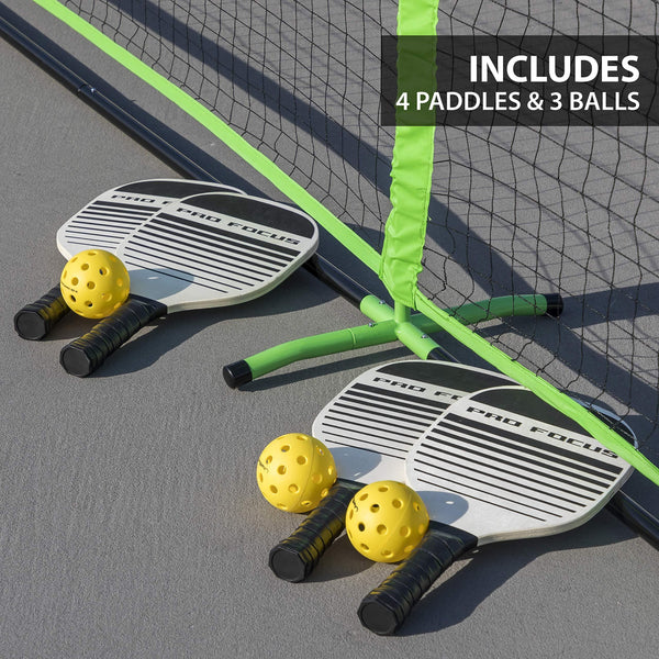 Pro Focus Pickleball Net Set - Complete with 4 Paddles, 3 Pickleball Balls, and 1 Official Size Net [product _type] Pro Focus - Ultra Pickleball - The Pickleball Paddle MegaStore