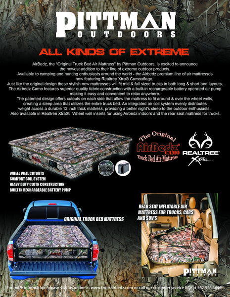 AirBedz PPI 404 Camo 404-Full Full Size 5.5'-5.8' Short Bed with Built-in Rechargeable Battery Air Pump and Tailgate Mattress