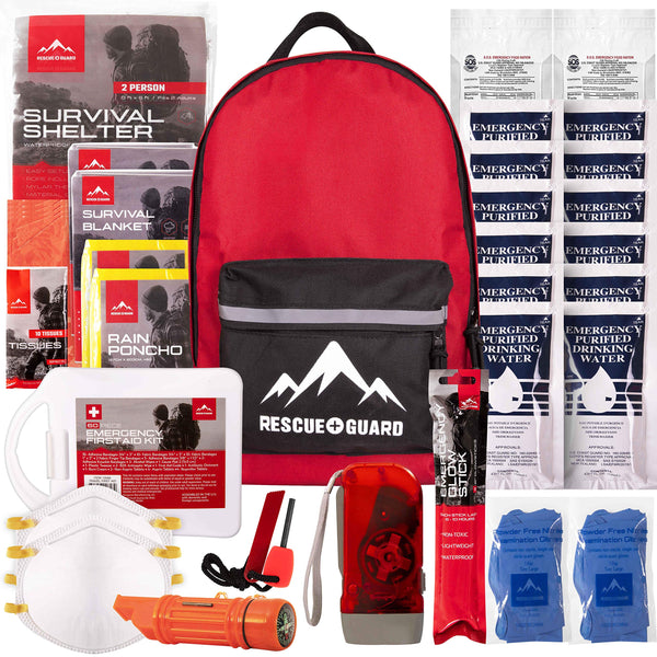 Rescue Guard First Aid Kit Hurricane Disaster or Earthquake Emergency Survival Bug Out Bag Supplies for Families - Up to 12 Day 72 Hours of Disaster Preparedness Supplies (Intermediate Survival Pack)