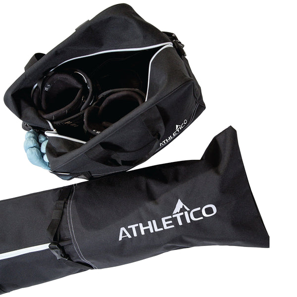 Athletico Padded Ski Bag Combo - Ski Bag & Separate Ski Boot Bag - Store & Transport Skis Up to 200 cm and Boots Up to Size 13 - Padded to Protect All Your Ski Gear and Equipment for Travel (Black)