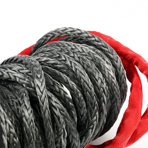 95ft x 3/8" BLACK Synthetic Winch Rope Line Cable 20500LBs w/ Protective Sleeve Compatible with ATV UTV Truck Boat Ramsey