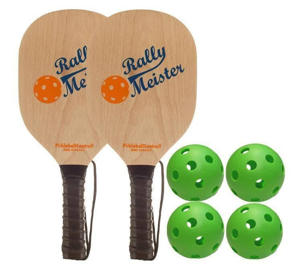 Rally Meister Pickleball Bundle - Two Wood Paddles/Four Jugs Balls [product _type] Rally Meister - Ultra Pickleball - The Pickleball Paddle MegaStore